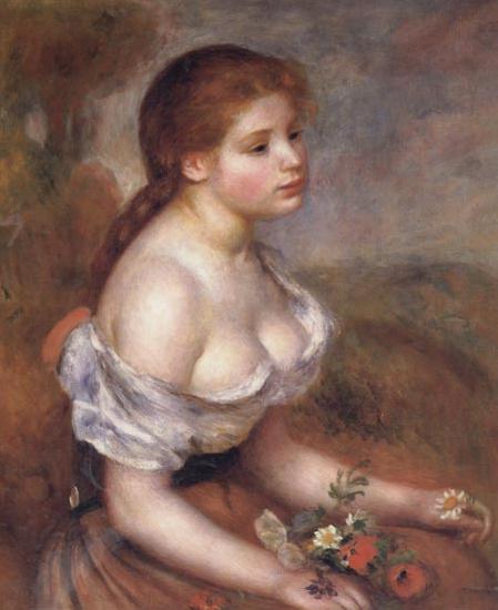 Pierre Renoir Young Girl with Daisies Sweden oil painting art